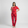 Black Multi Hearts Printed Night Suit