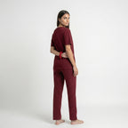 Maroon Stay Cute Print Nightwear Set