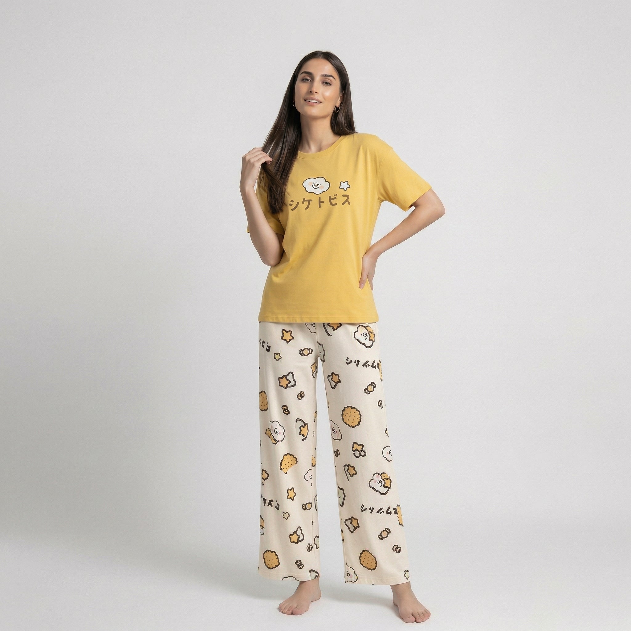 Chinese Style Print Night Suit Set