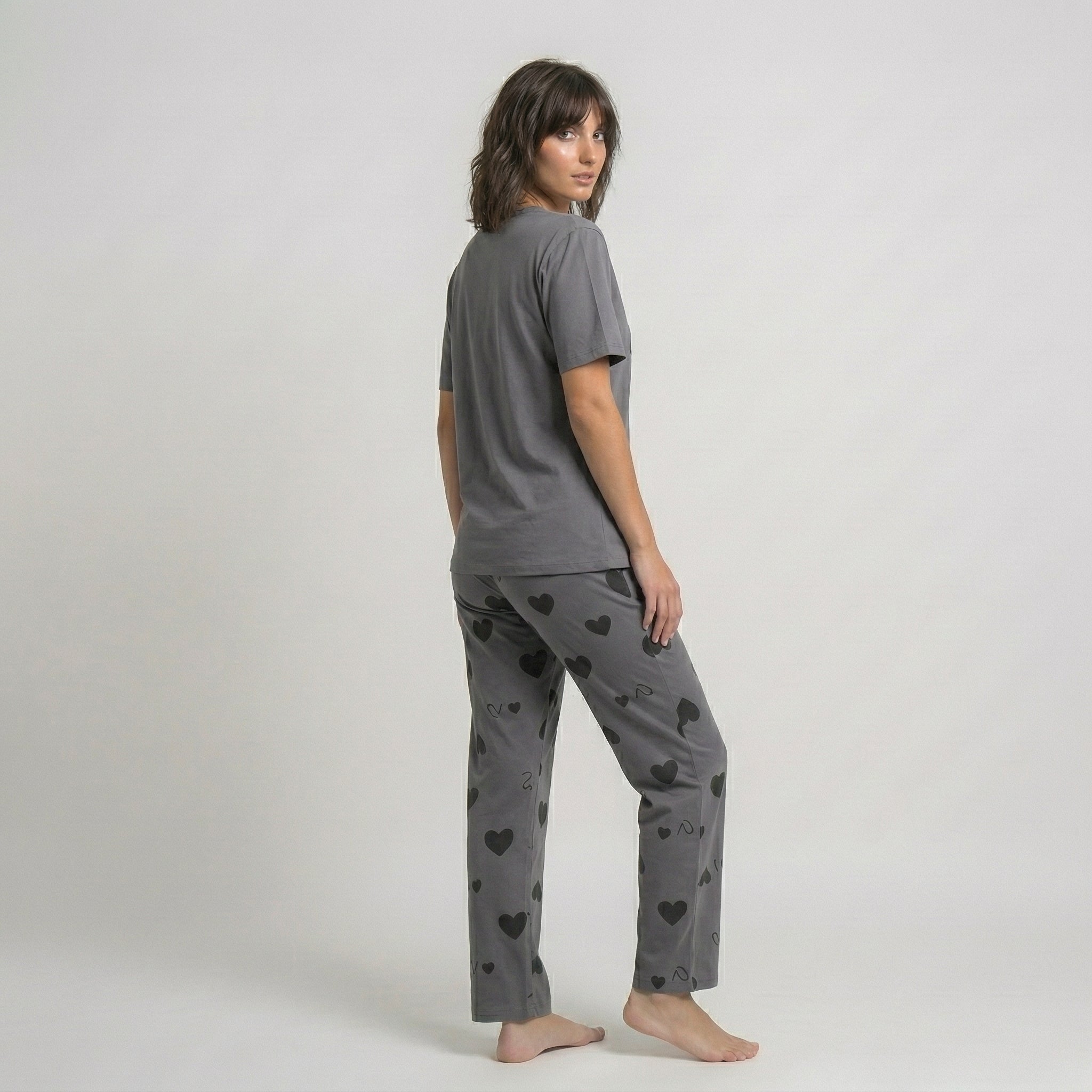 Double Heart Print Night Suit Set