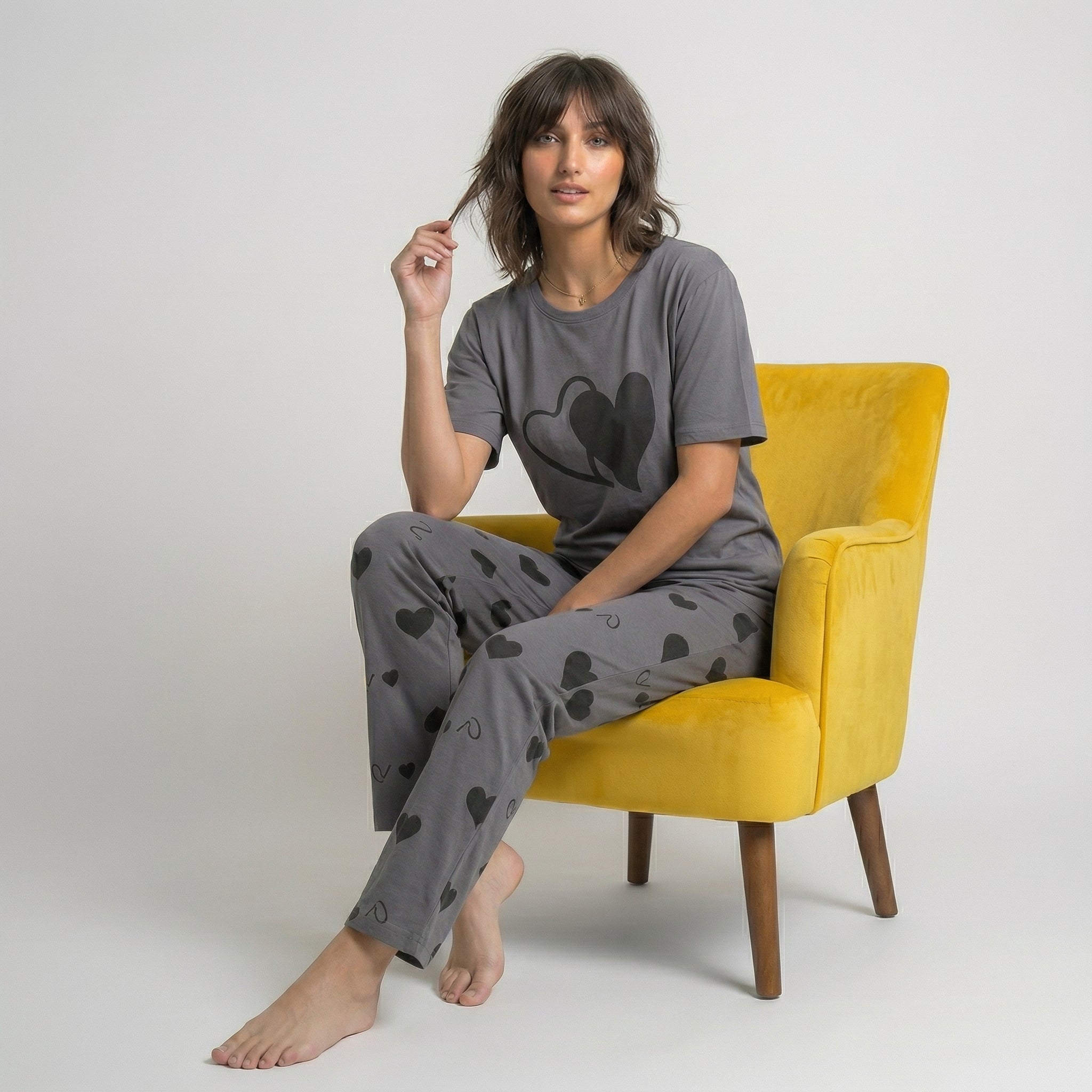 Double Heart Print Night Suit Set