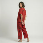 Red Ring Printed Capri Night Suit Set
