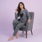Black Heart Print Cotton Nightwear