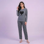 Black Heart Print Cotton Nightwear