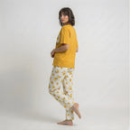 Mustard Pocket Print Cotton Nightwear