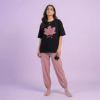 Pink Maple Leaf Casual Cotton Night Suit