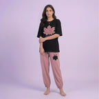 Pink Maple Leaf Casual Cotton Night Suit