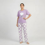 Purple Flower Print Nightwear Set