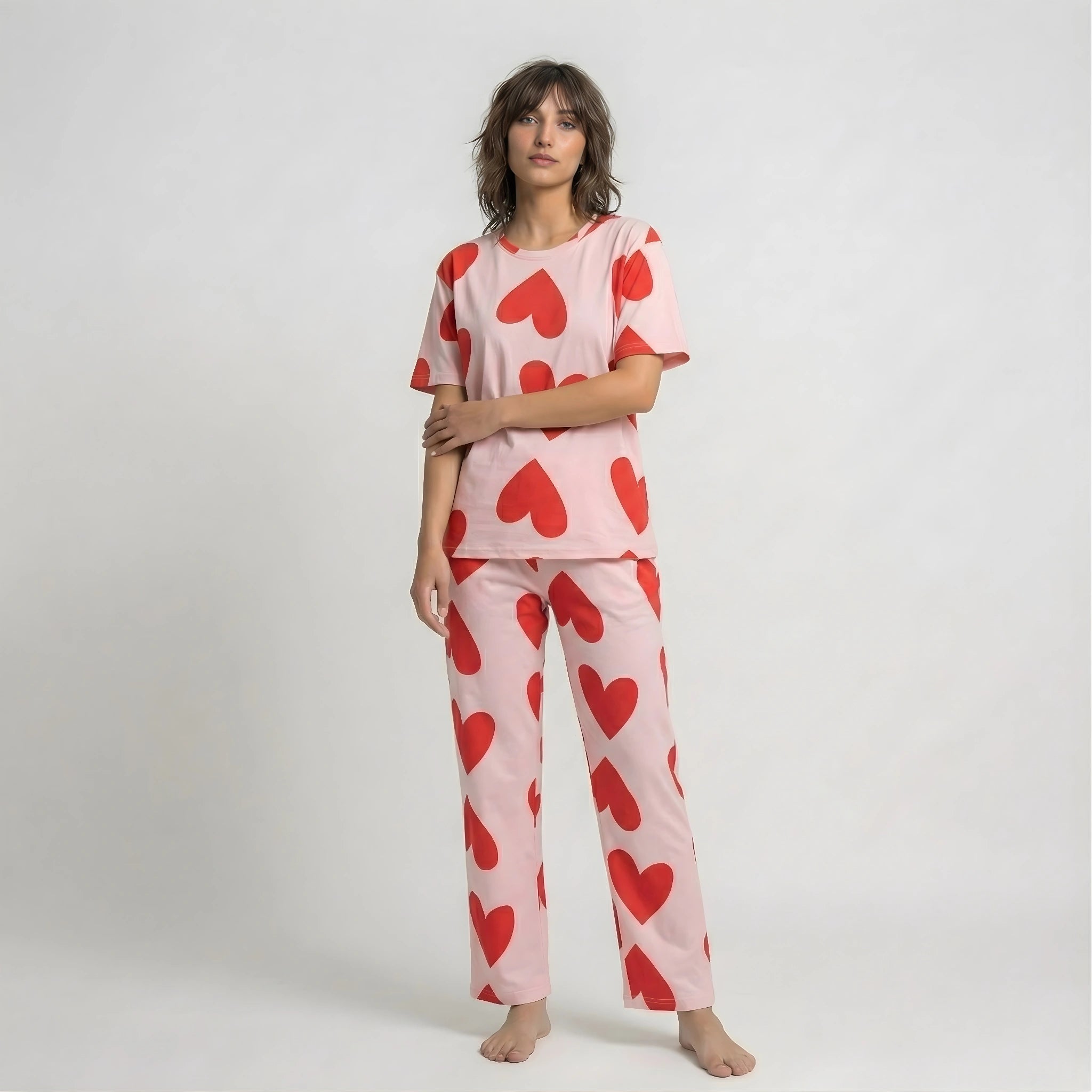 Pink Dilber Print Night Suit Set
