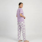 Purple Flower Print Nightwear Set