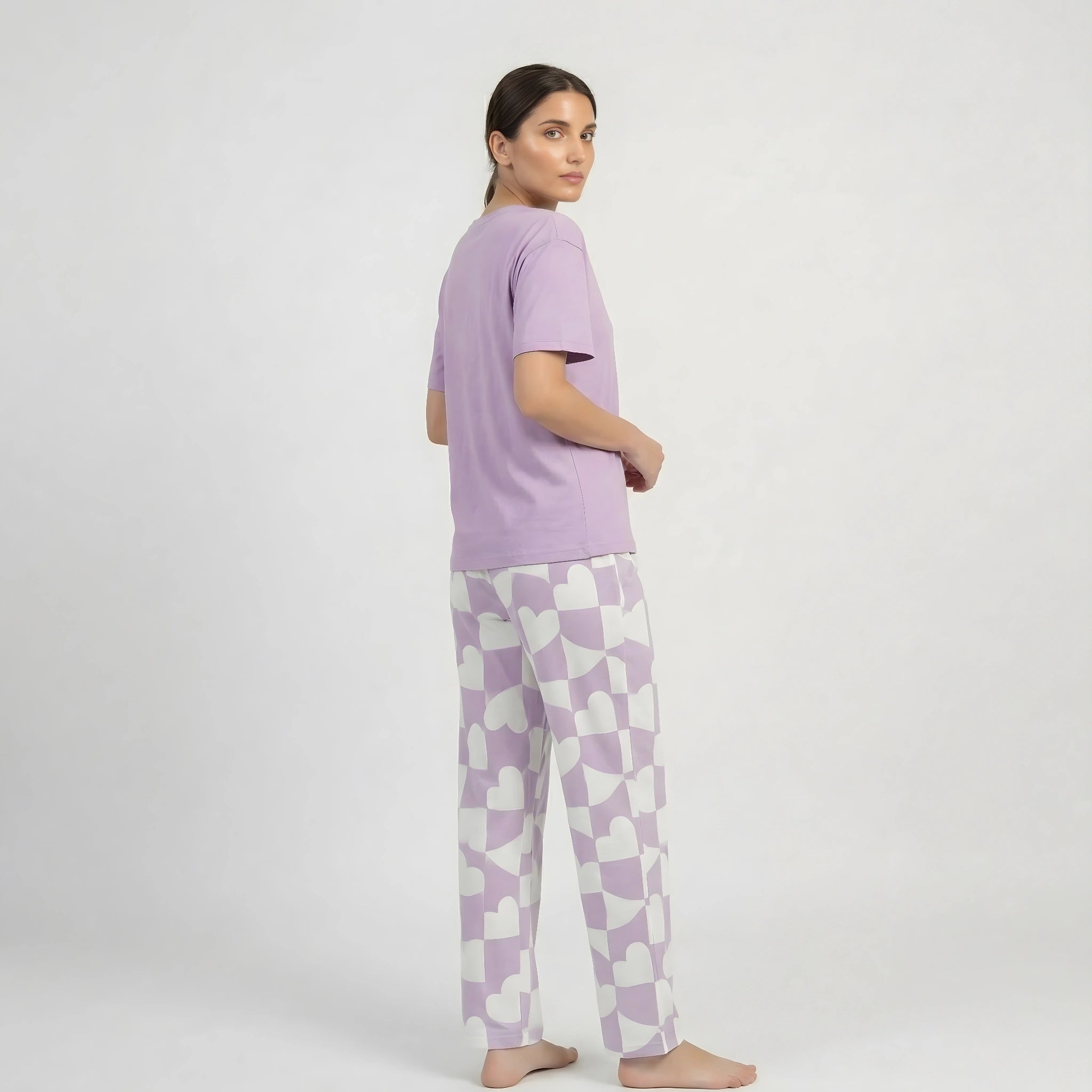 Purple Flower Print Nightwear Set