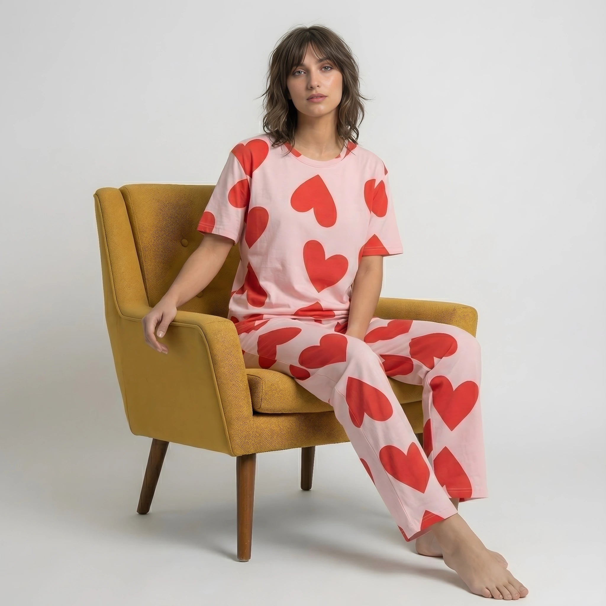 Pink Dilber Print Night Suit Set