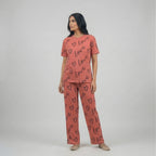 Pink Heart Print Cotton Nightwear Set