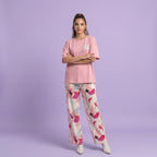Long Leaf Print Cotton Nightwear
