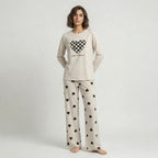 Grey Puzzle Heart Print  Nightwear
