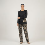 Black Leaves Cotton Night Suit