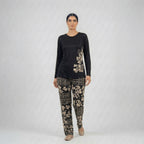 Black Leaves Printed Night Suit