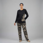Black Leaves Cotton Night Suit