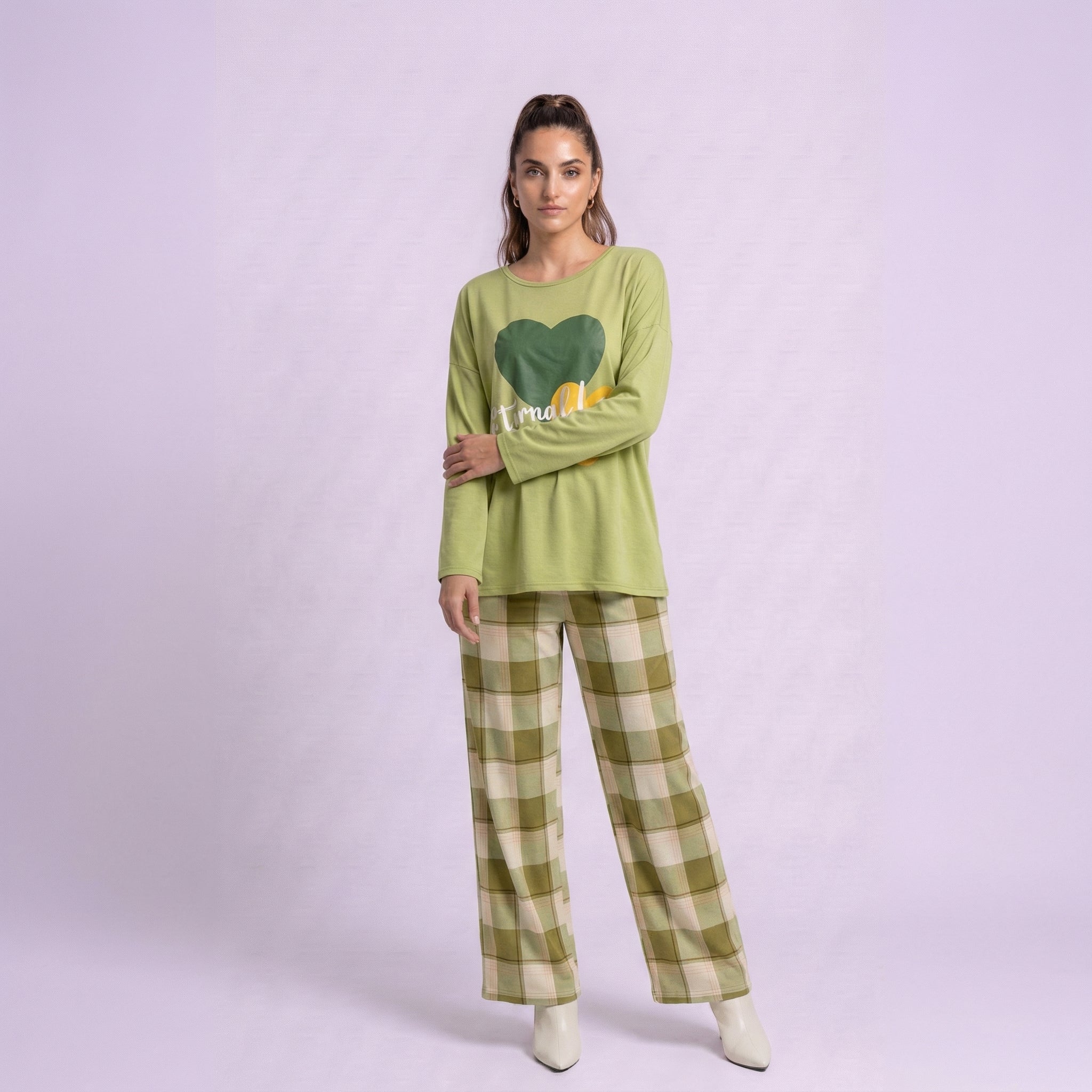 Eternal Love Print Cotton Night Suit