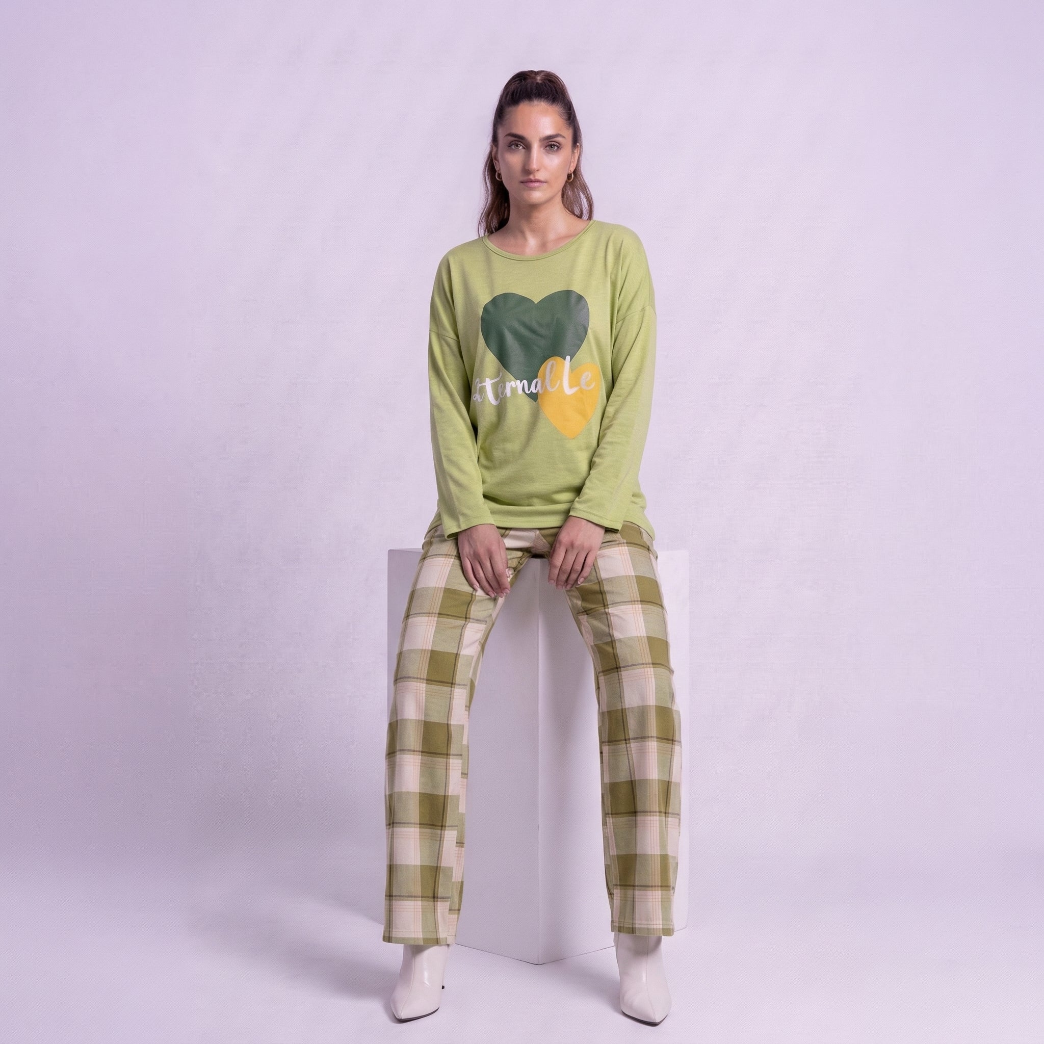 Eternal Love Print Cotton Night Suit