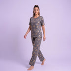 Grey Heart Printed Night Suit