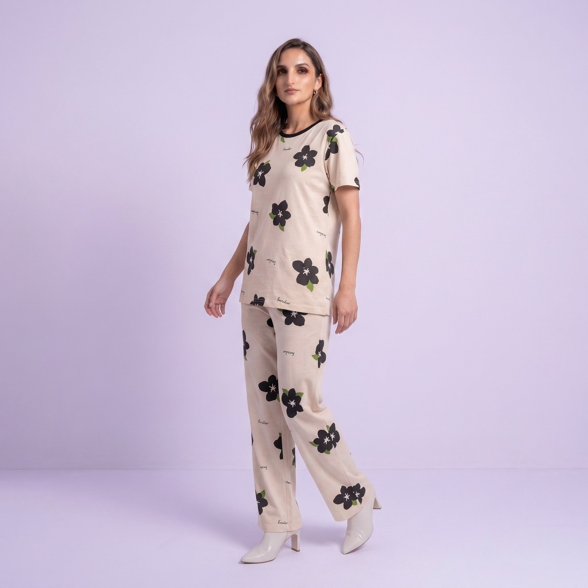 Big Flowers Printed Nightwear Set