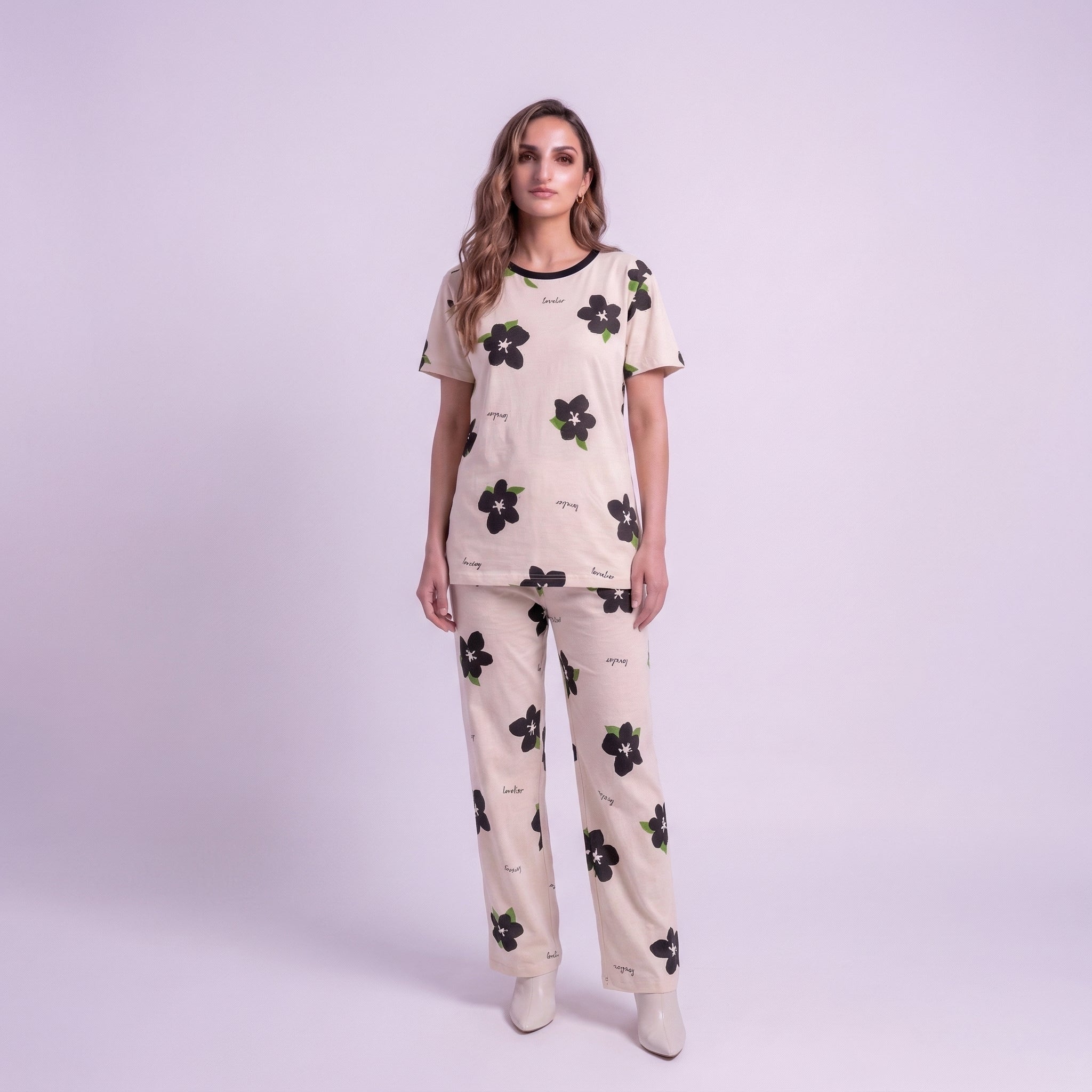 Big Flowers Printed Nightwear Set