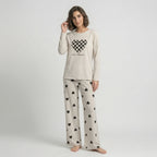 Grey Puzzle Heart Print  Nightwear