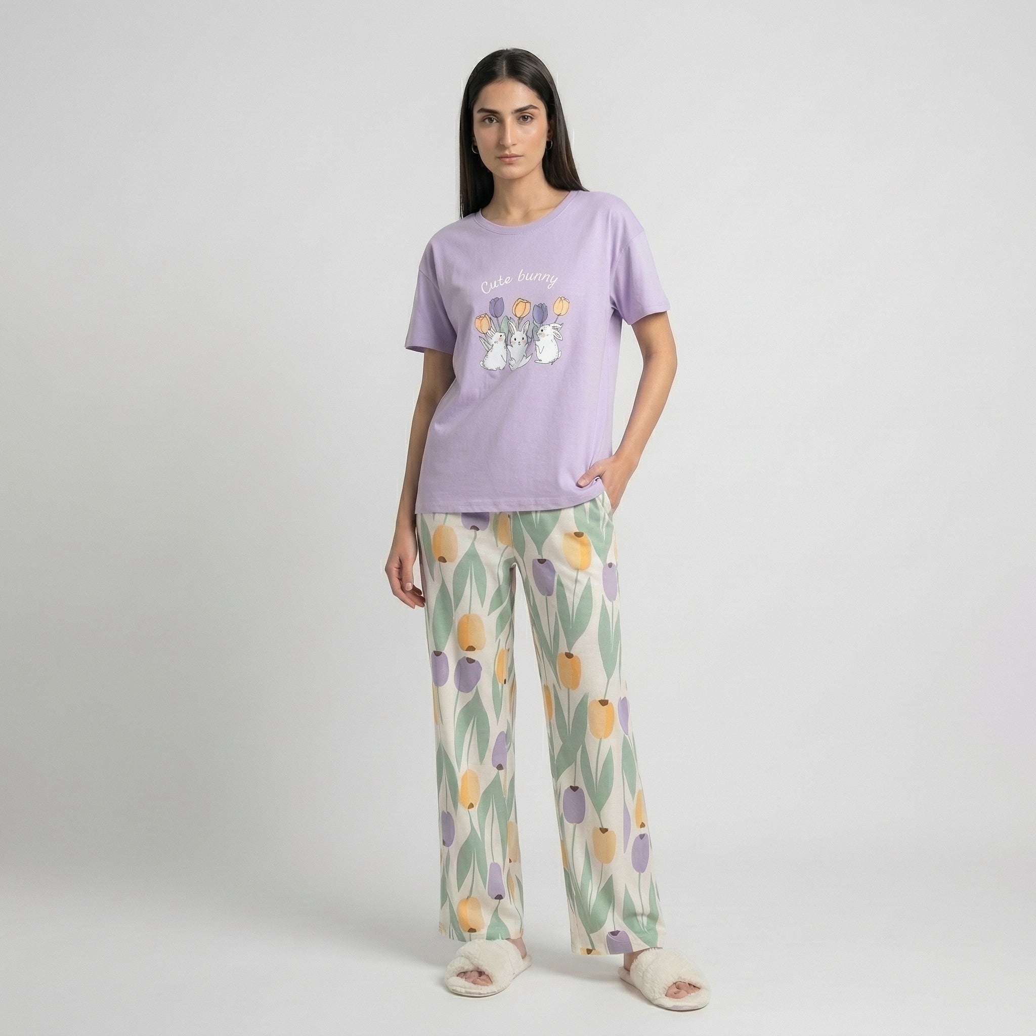 Bunny Print Cotton Nightwear Set