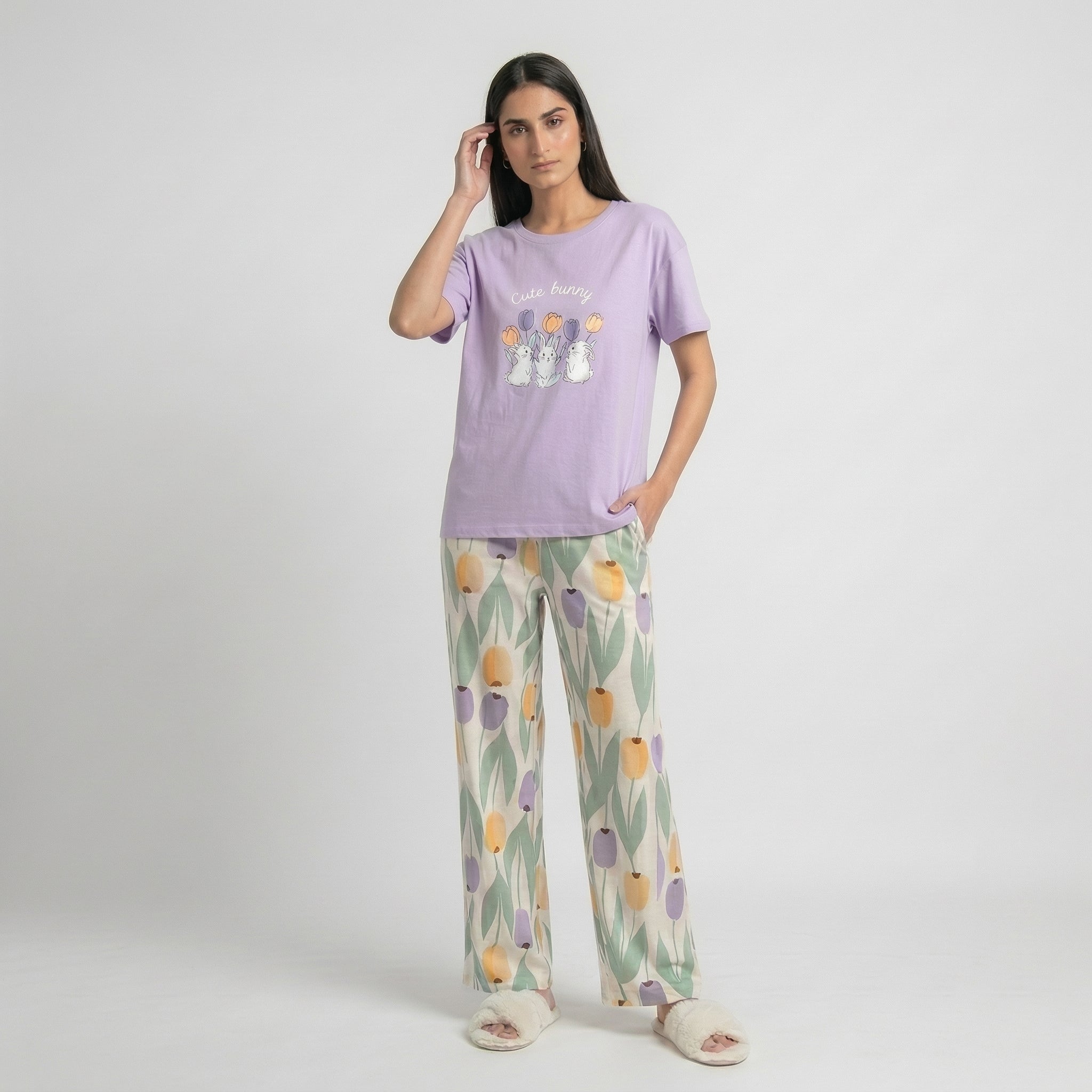 Bunny Print Cotton Nightwear Set