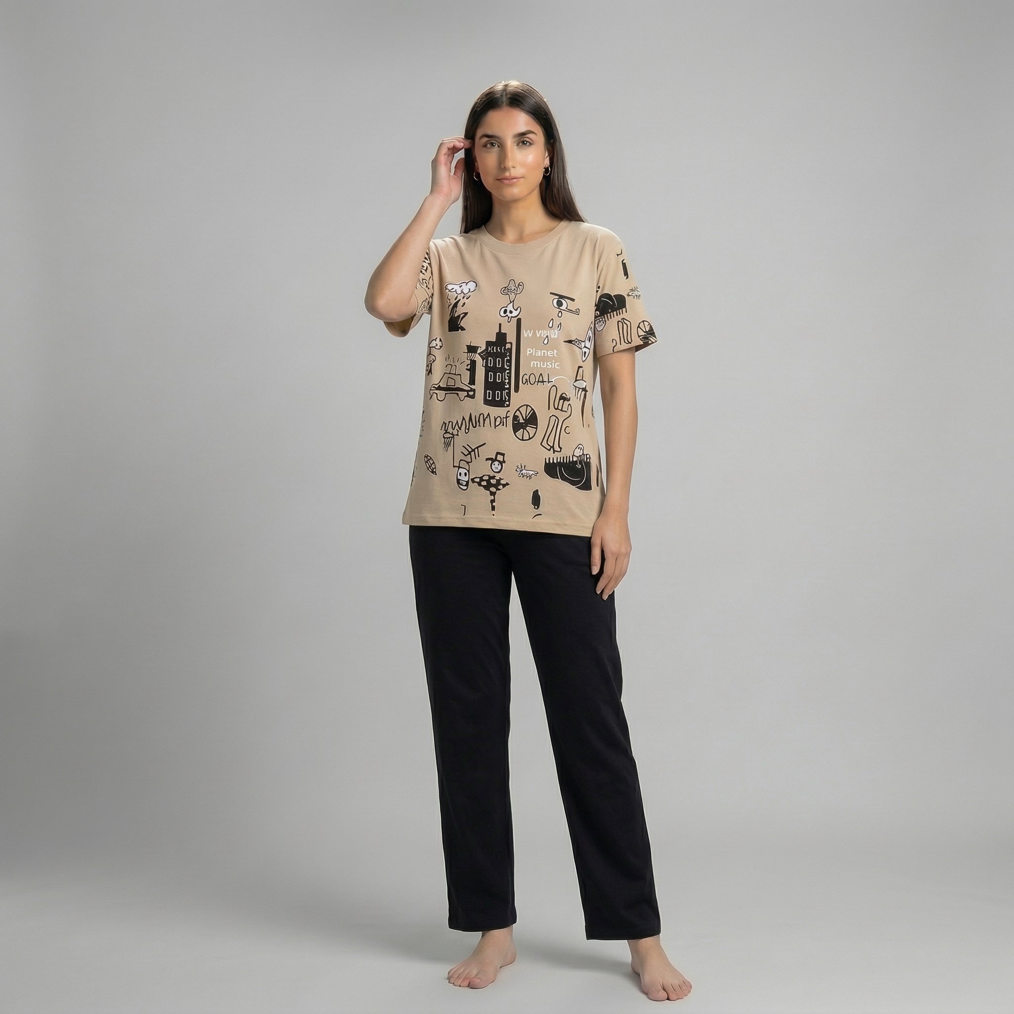 Planet Music Printed Night Suit